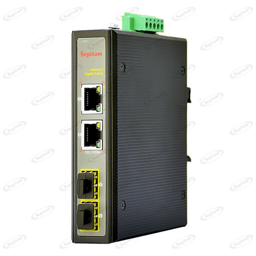 Full Gigabit 2Port Unmanaged Industrial Ethernet switch, with 2xGigabit SFP Uplinks  ( Model: Sepitam-EI202G-DF )