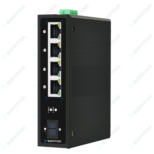 سوئیچ صنعتی PoE دارای 4 پورت 1Gbps RJ45  و 1 پورت آپلینک 1Gbps SFP  ( مدل: Sepitam-PI104G-F-bt )