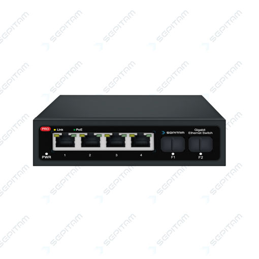 سوئیچ سازمانی PoE دارای چهار پورت 1Gbps PoE RJ45و دو پورت 1Gbps SFP(مدل:Sepitam-PS204G-DF)