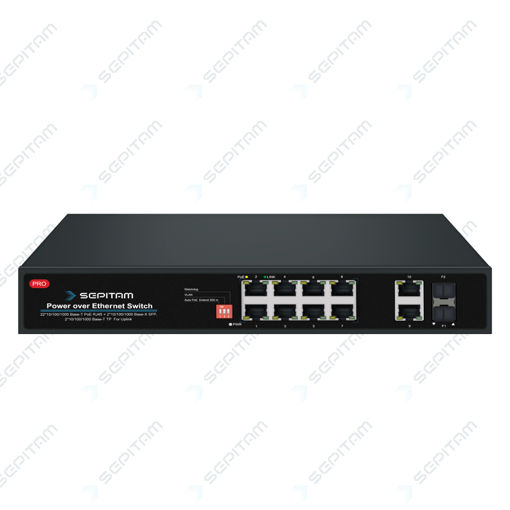 سوئیچ سازمانی PoE دارای هشت پورت 1Gbps PoE RJ45و دو پورت 1Gbps RJ45و دو پورت 1Gbps SFP(مدل:Sepitam-PS408G-DGDF)