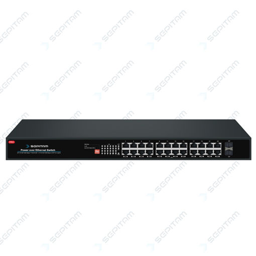 سوئیچ سازمانی PoE دارای بیست و چهار پورت 1Gbps PoE RJ45و دو پورت 1Gbps SFP(مدل:Sepitam-PS224G-DF)