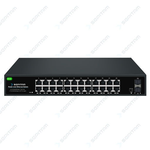 سوئیچ شبکه PoE سری ECO دارای بیست و چهار پورت 1Gbps PoE RJ45 و دو پورت 1Gbps SFP (مدل: Sepitam-PS224G-DF-ECO)