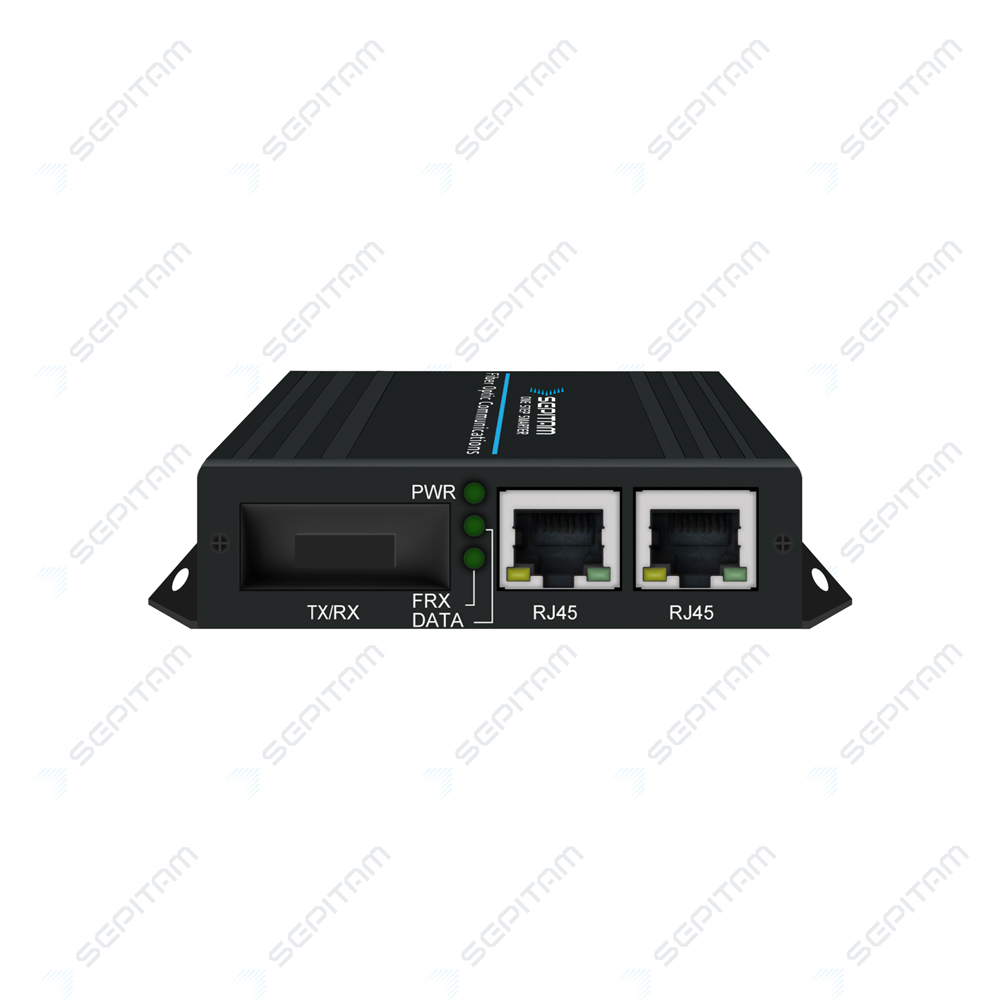 مدیاکانورتر فیبر نوری Sepitam-MC12G-DSC20 با دو پورت گیگابیت و یک پورت ماژول SC داپلکس
