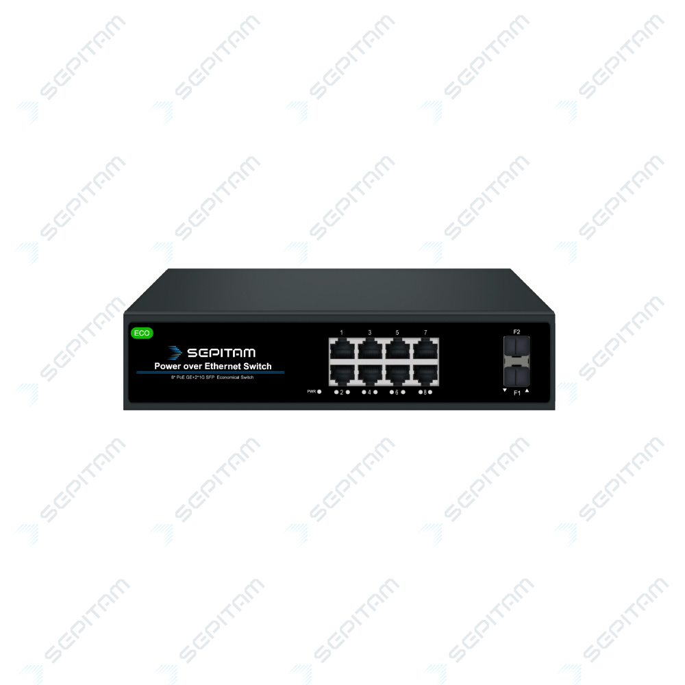 سوئیچ PoE اکو 8 پورت 10/100/1000Mbps و 2 پورت آپلینک 1G SFP ( مدل: Sepitam-PS208G-DF-ECO )