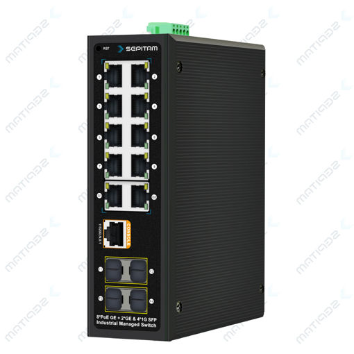 سوئیچ صنعتی  PoE مدیریتی دارای شش پورت 1Gbps PoE RJ45 و  دو پورت 1Gbps SFP و دو پورت 1Gbps RJ45  ( مدل: Sepitam-PI608G-QFDGM )