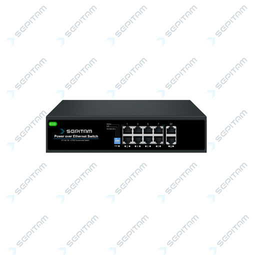 سوئیچ شبکه PoE سری ECO دارای هشت پورت 1Gbps PoE RJ45و دو پورت 1Gbps RJ45 آپلینک ( مدل: Sepitam-PS208G-DG-ECO )